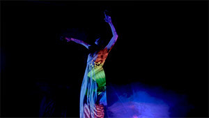 avalona dancing in light projection