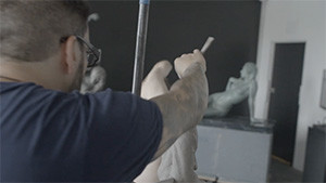 Frank Somma working on sculpture
